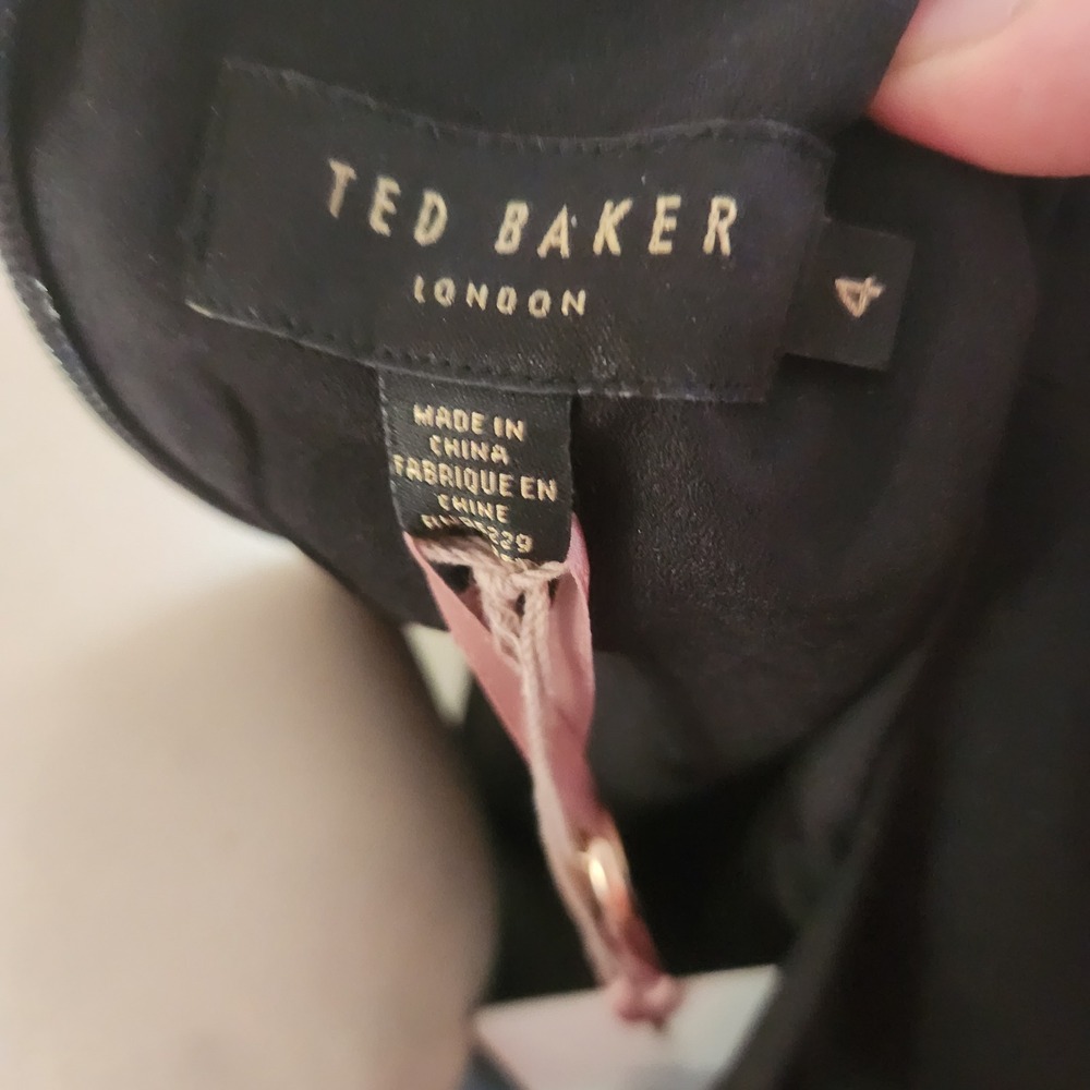 Ted Baker London Black Striped Fit Flare Dress Size 4 NWT - Picture 6 of 7